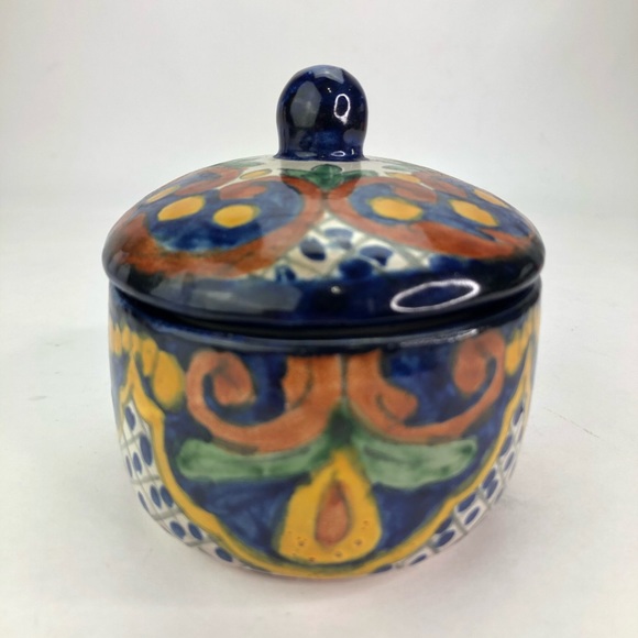 Trinket Box Lidded Oval Shaped CHIPED Mexico - Picture 4 of 9